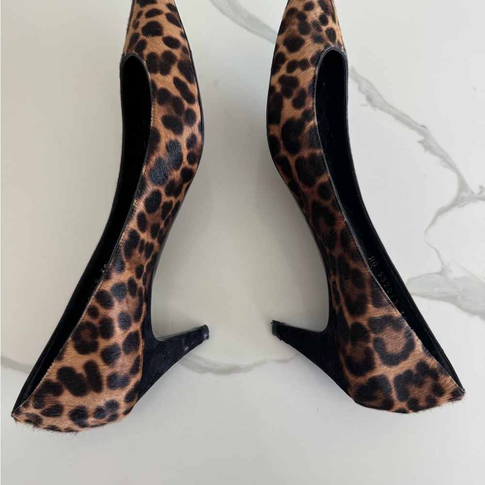 Saint Laurent Brown and Black Leopard Print Heels - Picture 3 of 14